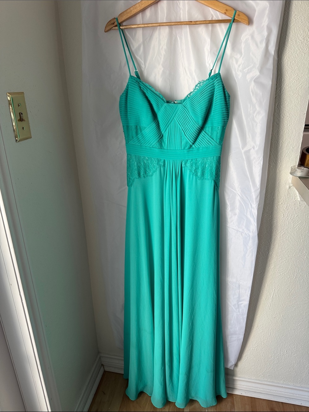 BCBGMaxAzria Teal Spaghetti-Strap Maxi Dress